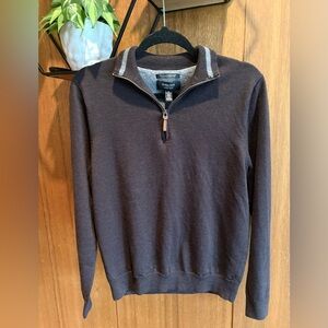 Nordstrom Men’s Shop 100% Extra Fine Merino Wool Quarterzip Sweater Brown